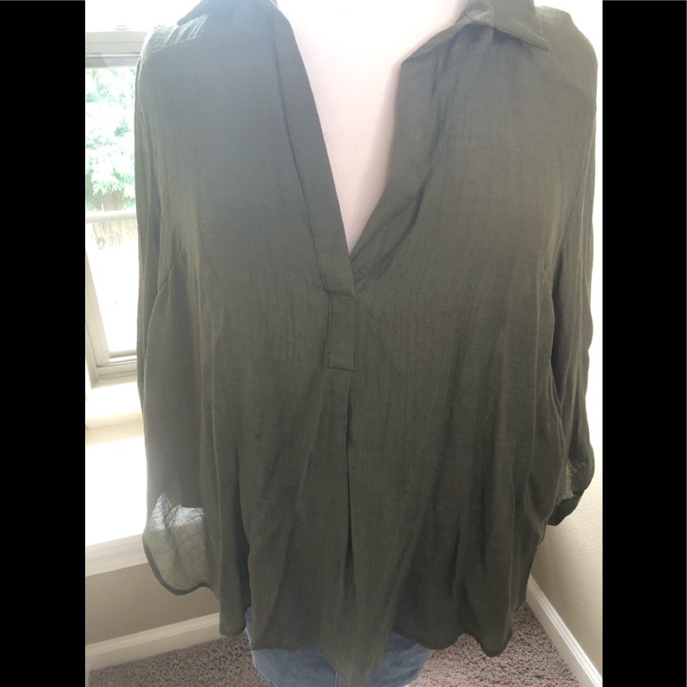 Plus Size Deep V Neck with Button Back